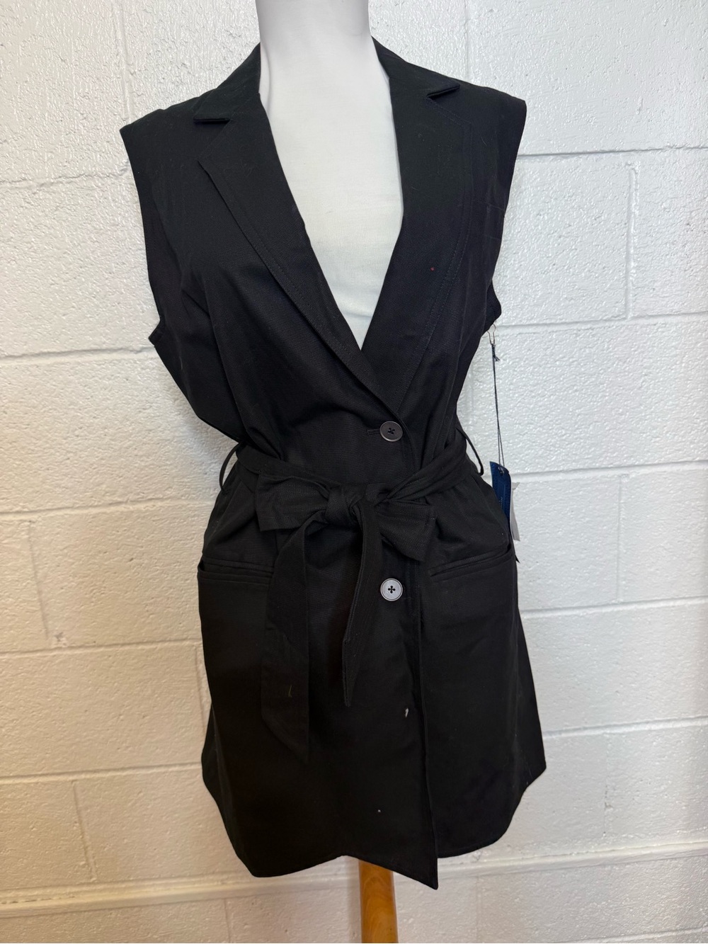 Simply Vera Vera Wang Black Sleeveless Tie-Waist Mini Dress